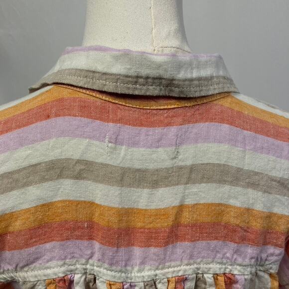 Lou & Grey Striped Linen Twist Front Shirt Women Small Preppy Beach Coastal Pink - Picture 8 of 15